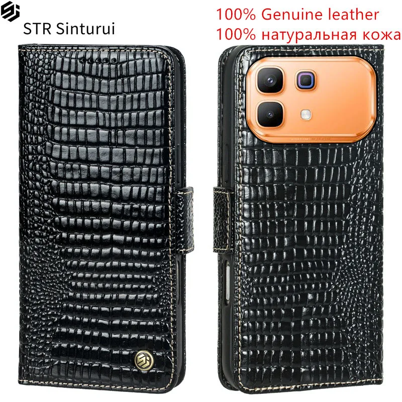 

STR Genuine leather lizard grain card Slot Wallet Cover For Infinix Note 60 Pro Edge 50s 50x Pro+ 50 4G shockproof phone Case