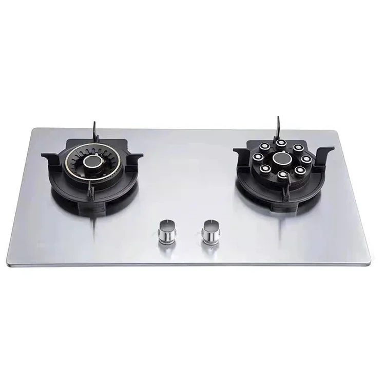 New Electric Ignition Household Stainless Steel Double Burner Gas Stove