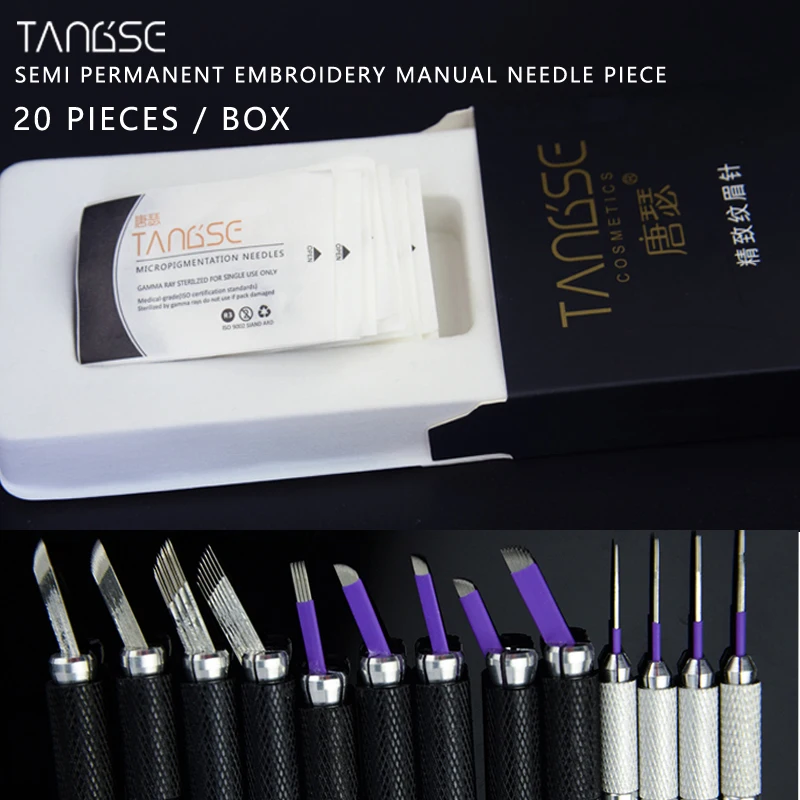 TANGSE 20pcs Microblading Needles Permanent makeup Tebori Blades Manual Eyebrows Tattoo Needle 3D Embroidery tattoo supplies