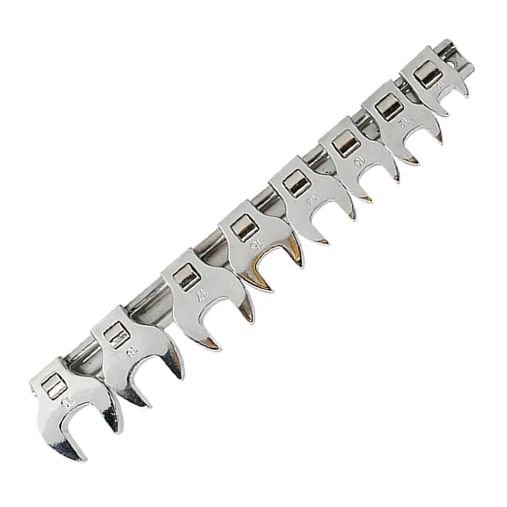 

8Pcs Metal 3/8 Inch Drive Crowfoot Wrench Movable Open Ratchet 10/12/13/14/15/17/18/19mm Metric Foot Open End Spanner