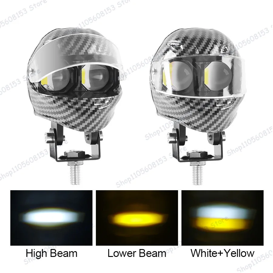 New modified LED motorcycle helmet snakeskin watermark sexy shell white and yellow two-color spotlights electric vehicle lights