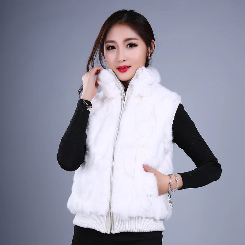 Real Fur Rabbit Korean Rabbit Fur Coat Natural Fur Vest Short Female Rabbit Vest Women Fur Coat Real Fur Coat Free Shipping