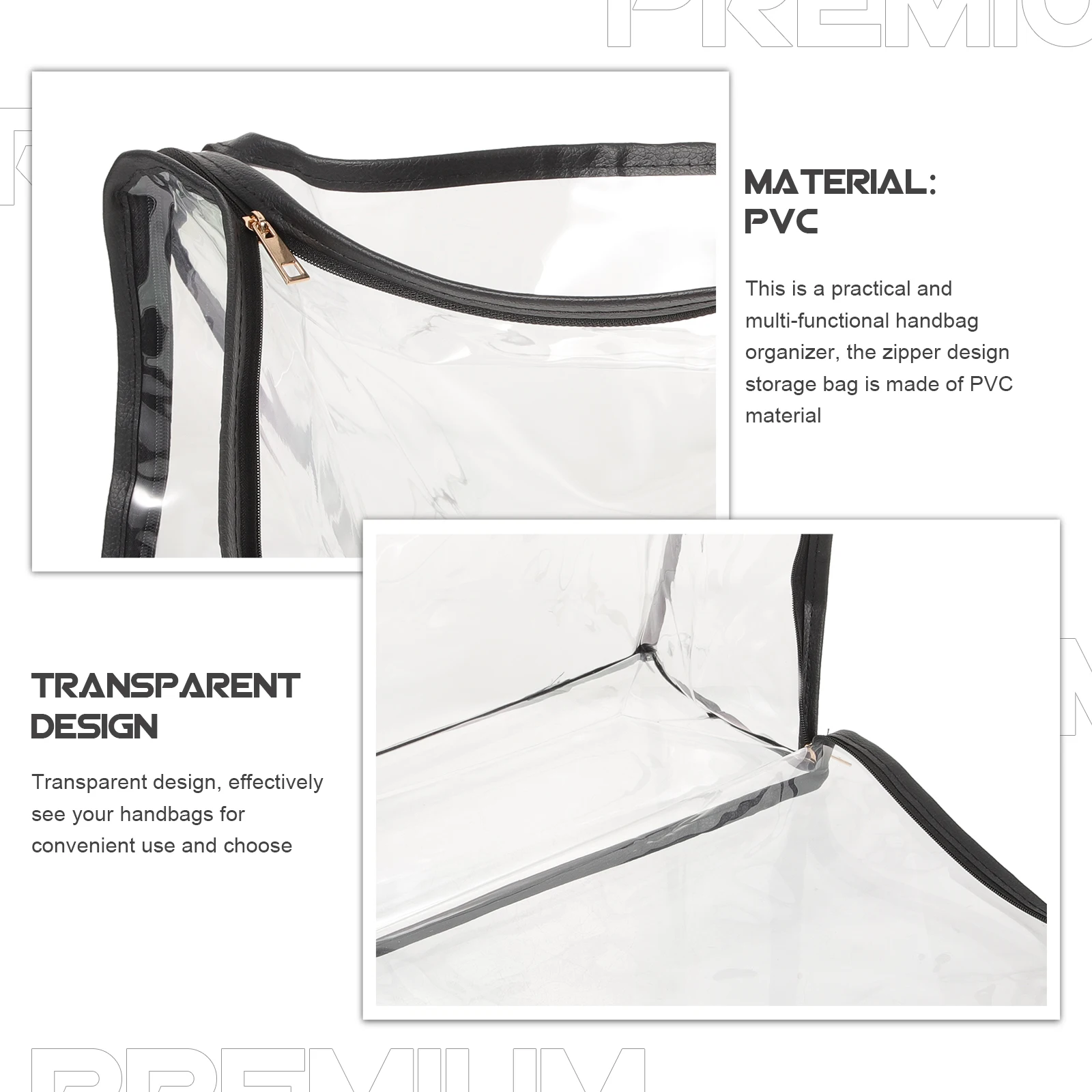 

Dustproof Storage Bag Clear 27 5x12 5x20 cm Black Edge Organizer Purse Bags For Closet Handbag Artifact Protection Home
