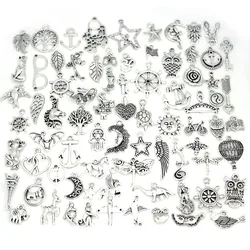 50Pcs/Lot Tibetan Silver Mixed Pendant Animals Charms Beads for Jewelry Making Bracelet Earrings Necklace DIY Craft Art Charms