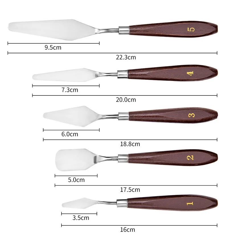 5Pcs/Set Stainless Steel Artist Painting Oil knife Palette Knife Mixed Scraper Set Coloring Spatula Knives