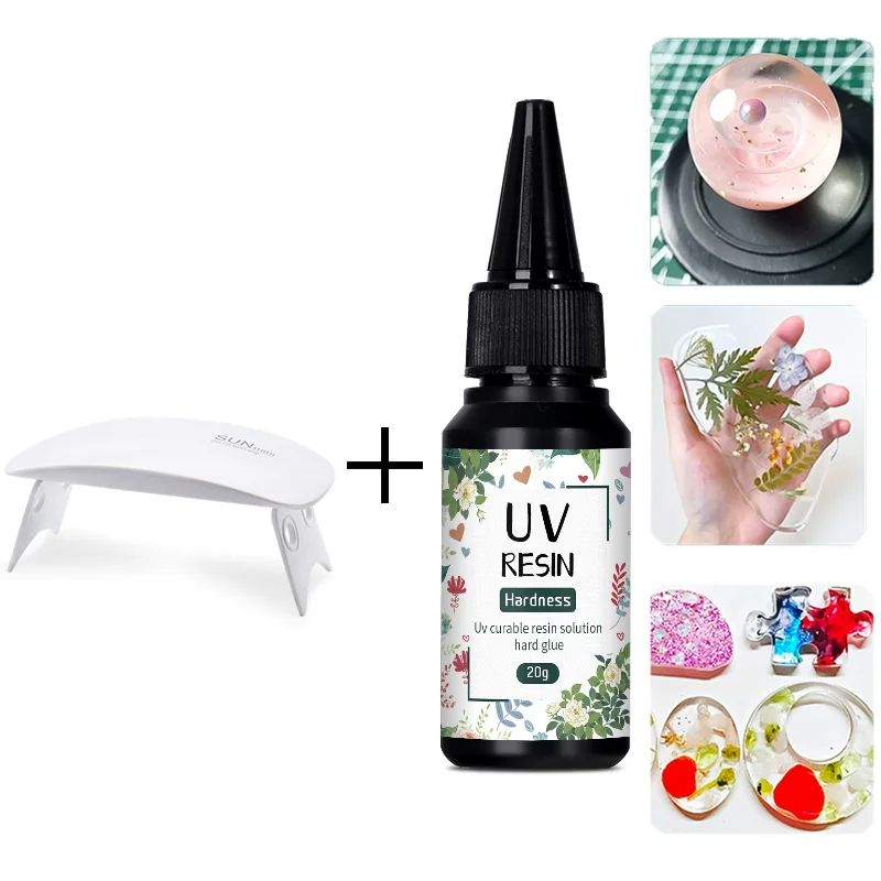 50/100/250g Hard UV Resin Adhesive UV Curing Rapid Drying Transparent Resin UV Adhesive DIY Jewelry Production with 6w UV Lamp