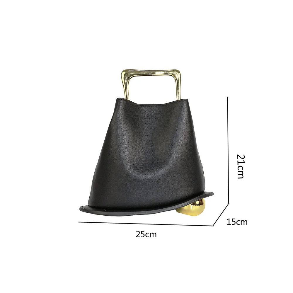 European and American gold shiny light luxury hat design handbag, personalized metal handle, single shoulder crossbody bag