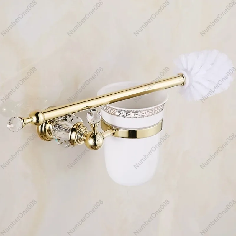 

Luxury Golden European Style Brass Crystal Toilet Brush Holder,Gold Plated Toilet Brush Bathroom Products Bathroom Accessories