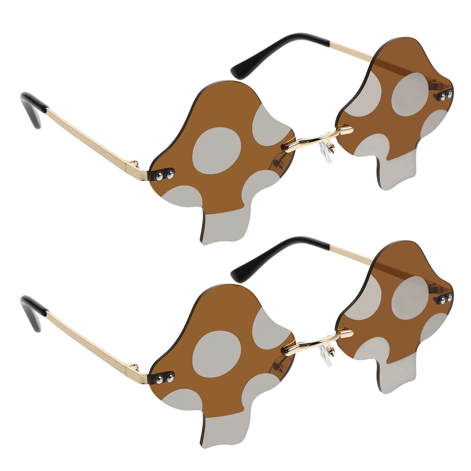 

2 Pcs Creative Sunglasses Mushroom Shape Oversized Shades Unique Statement Metal Beach Travel