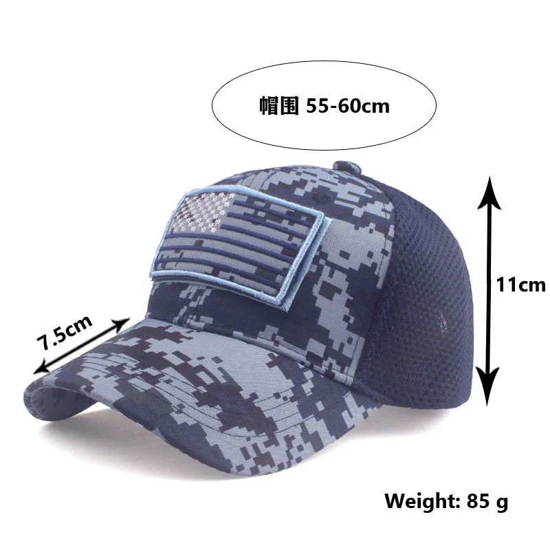 New Tactical Camouflage Baseball Caps With USA Flag Patches Men Summer Mesh Military Army Caps Constructed Trucker Cap Hats