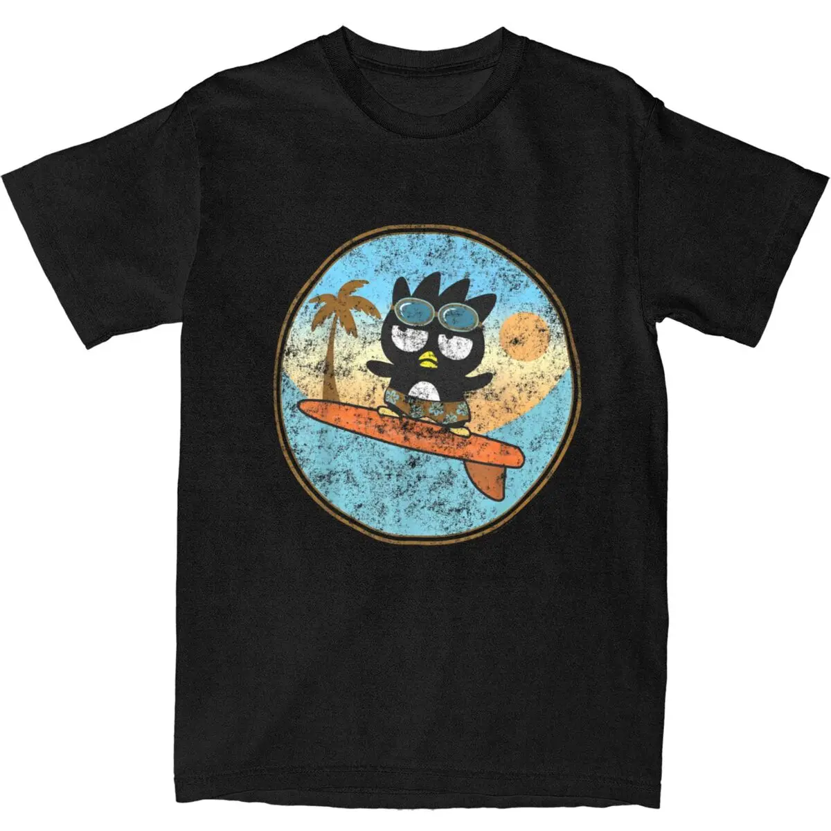 Vintage T Shirt Badtz-Maru Surfing Pure Cotton T-Shirts Hipster Tee Shirt for Man Summer Y2K Basic Casual Short Sleeve Tops