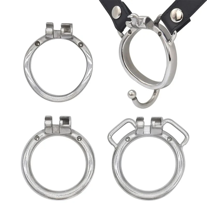 NEW K01 K02 K03 K04 Metal Penis Rings for FRRK Chastity Cage Uses Built-in Lock Strap PU Belt 40mm 45mm 50mm 55mm Sex Toys Shop