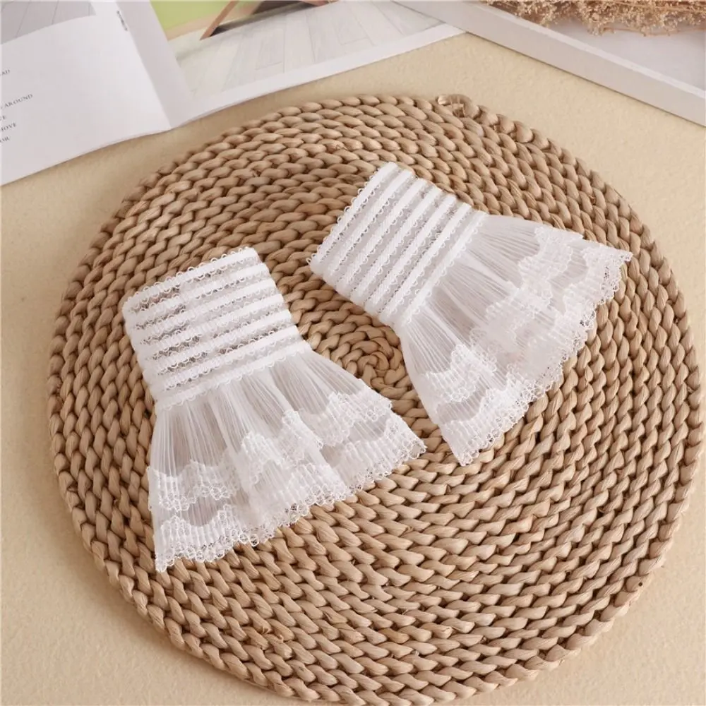 New Multilayer Ruffle Fake Cuff Detachable White Black Wrist Cuff Sweater Cuffs