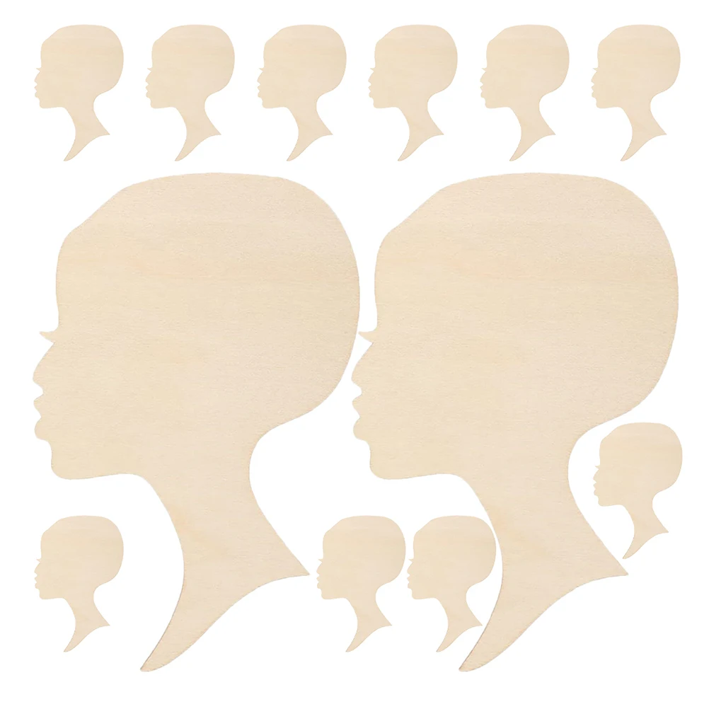 

15pcs African Female Face Decor Blank DIY Craft Supplies Unfinished Slices Portable Gifts House Blank Wood Pieces Tools