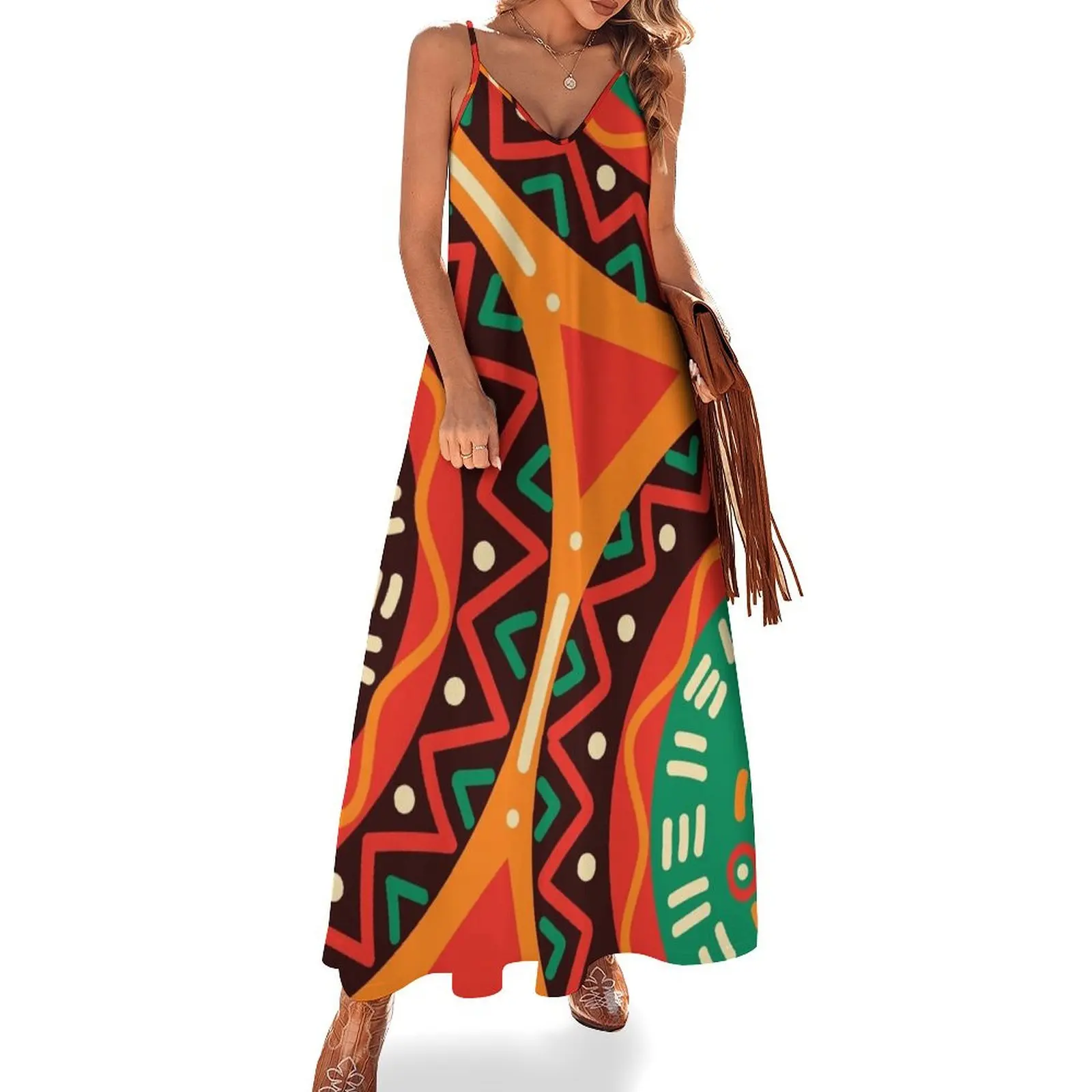 African Kente Graphic Sleeveless Dress Woman's evening dress Summer skirt Cocktail of dresses