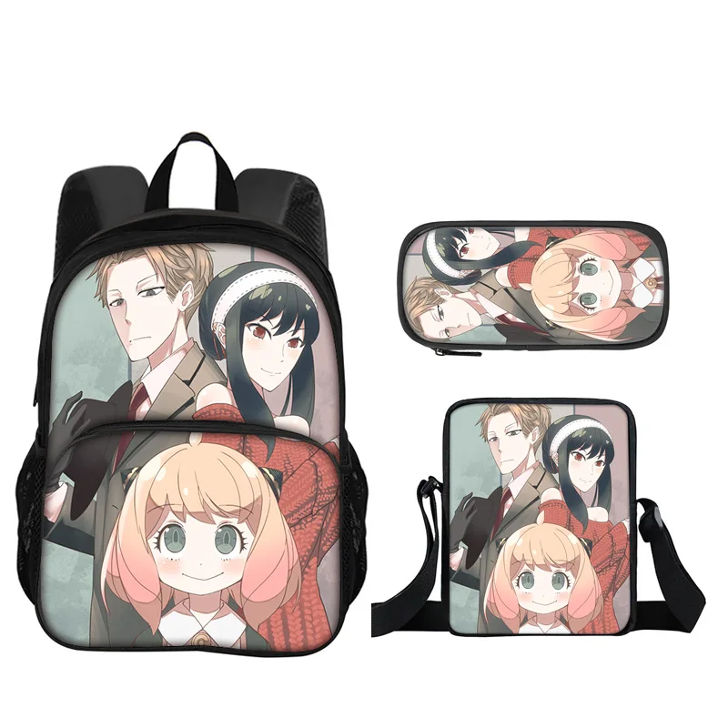 

SPY×FAMILY Round Front Bag Backpack Pen Bag Shoulder Bag 3Pcs Set Versatile Cartoon Boy and Girl School Birthday Best Gift