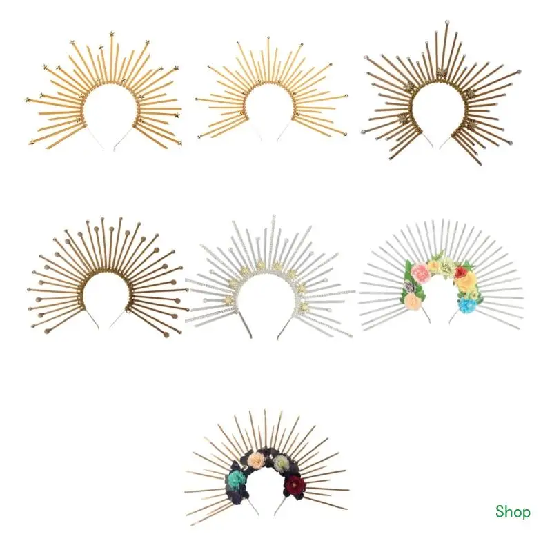 

Dropship Five-pointed Star Round Head Buckle Crowns Party Halloween Costume Headwear Witch Dress Hair Accessories