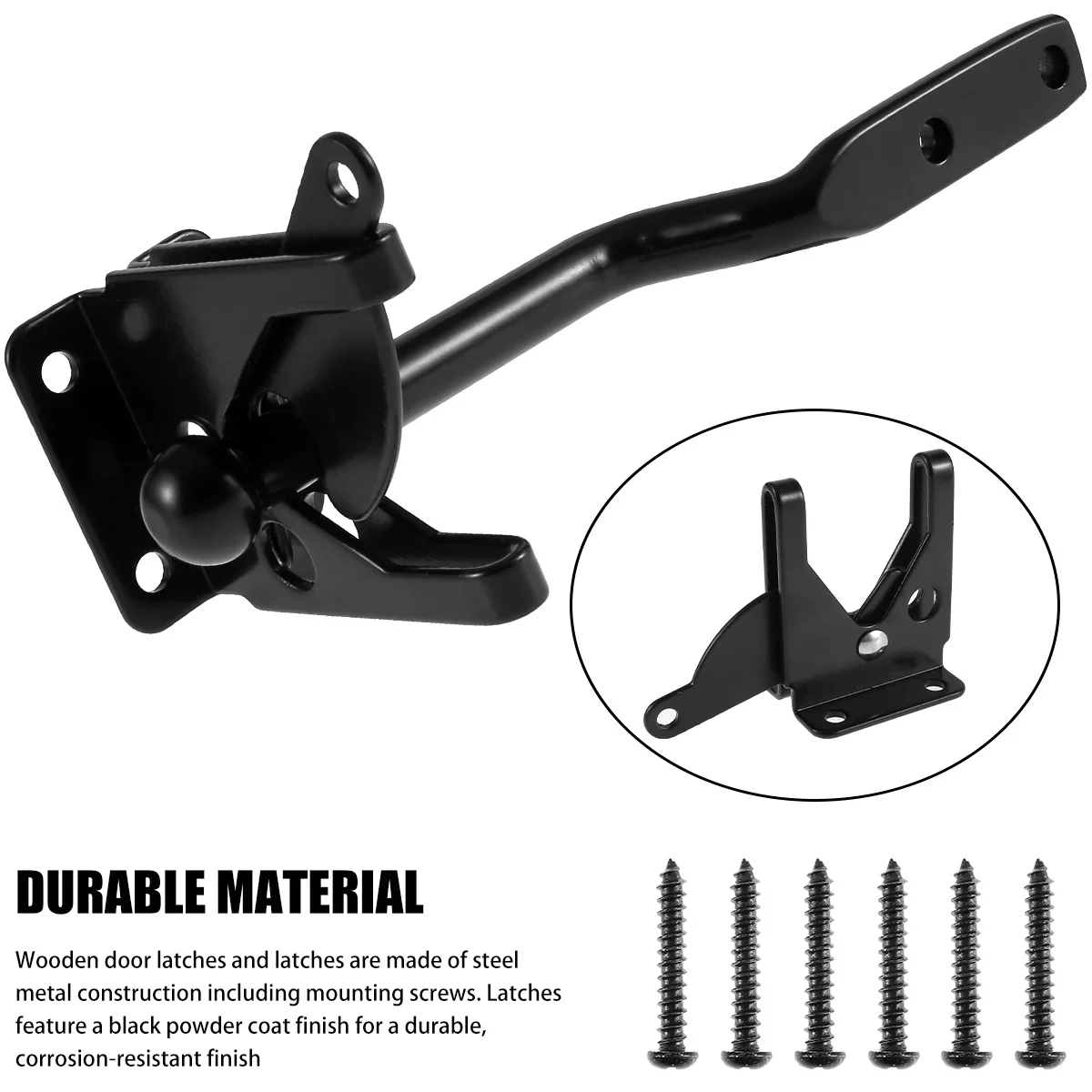 1-2 PCS Self-Locking Gate Latch Carbon High Quality Steel Post Mounted Lever Locking Fence Gate Latch Catch Resistant Safe Lock