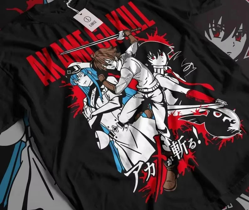 Akame Ga Kill T-shirt Vintage Washed Y2K Aesthetic Unisex Oversized Short Sleeve Cotton Dark Fantasy Retro Streetwear Hot Sale