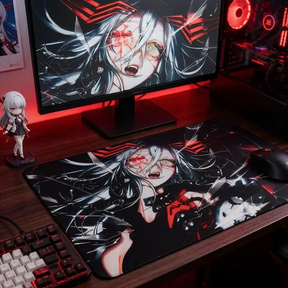 Fashion Anime Girl Eesports Photovoltaic Glass Mouse Pad Tempered Upgrade Smooth FPS Game & Office Specific Pc Laptop Desk Mat