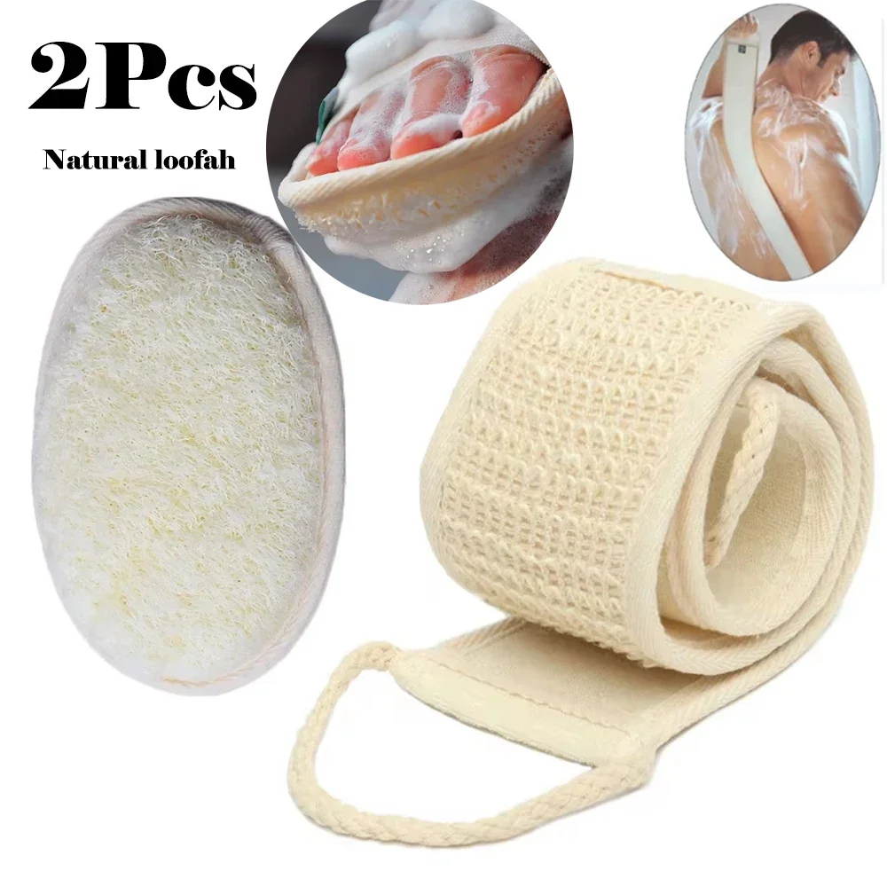 Natural Soft Exfoliat Loofah Bath Shower Unisex Massage Spa Scrubber Sponge Back Strap Body Skin Health Cleaning Bathing Tools