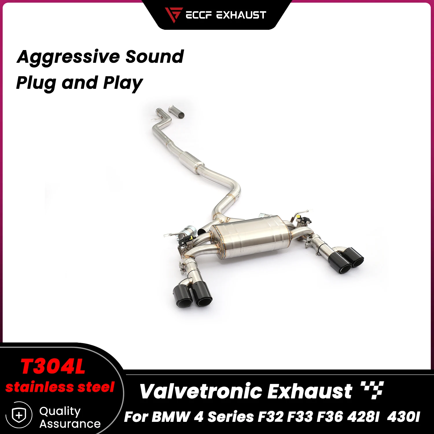 

Valvetronic Stainless Steel Catback Exhaust for BMW 4 Series F32 F33 F36 428I 430I Freely Adjustable Sound Control