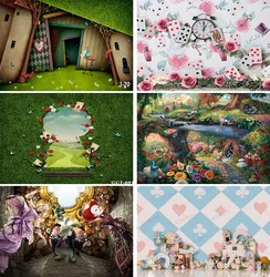 Alice In Wonderland Birthday Backdrop Girl Baby Birthday Tea Party Photography Backgrounds for Photo Studio Photoshoot