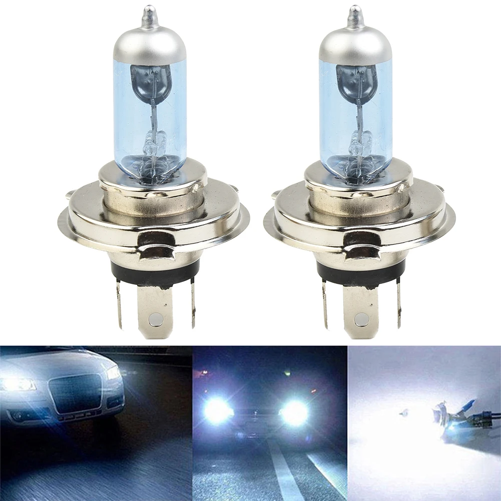 2pcs Car Xenon Gas Halogen Headlight H4 100W 4500K Headlamp Lamp Bulbs Blue Shell Car HeadLight Replacement Bulb