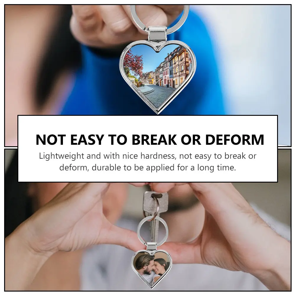 8Pcs Heart Shape Sublimation Blank Key Chains Creative DIY Heat Transfer Key Ring Decor for Keys Bags Accessories