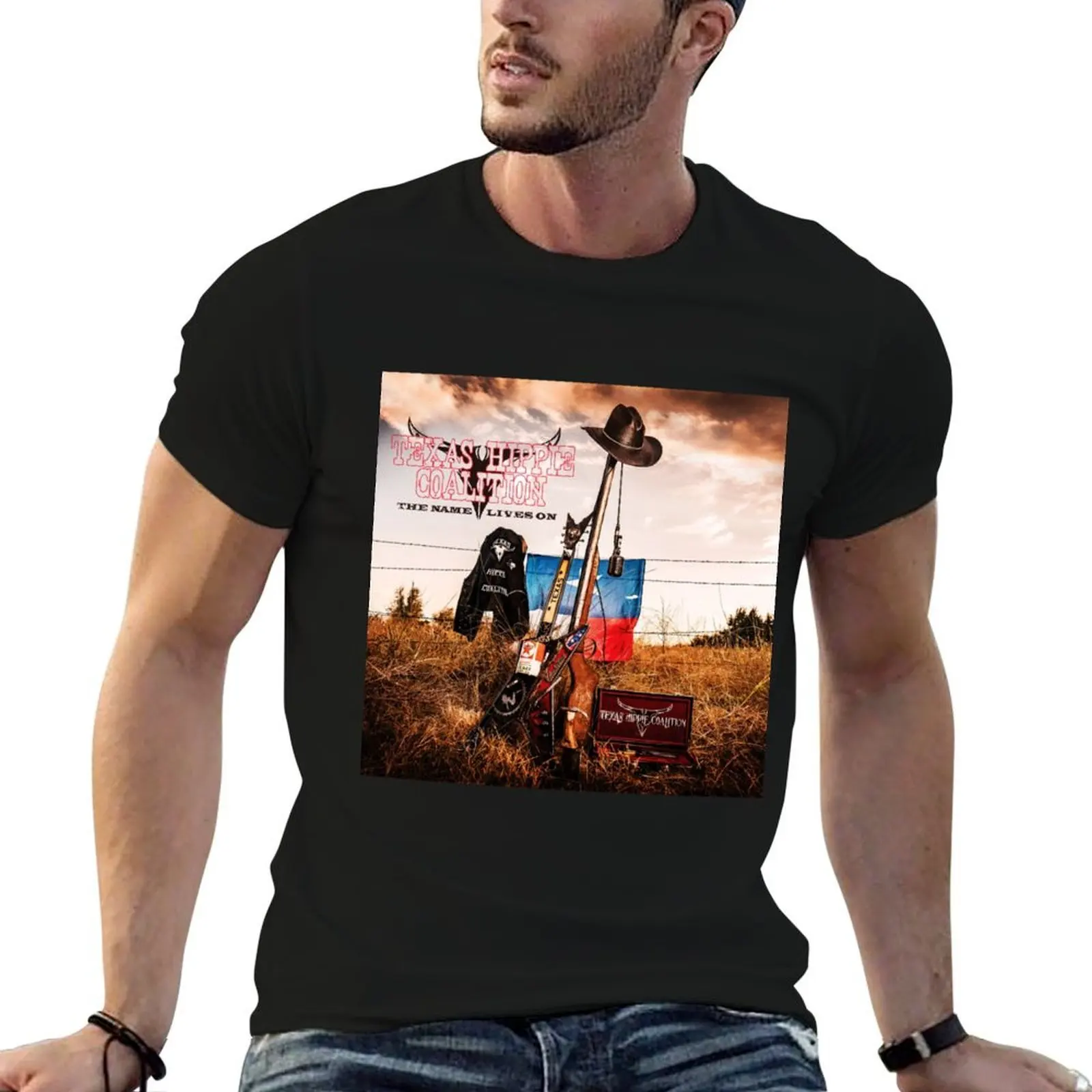 The Name Lives On Texas Hippie Coalition T-Shirt vintage plain t shirts men