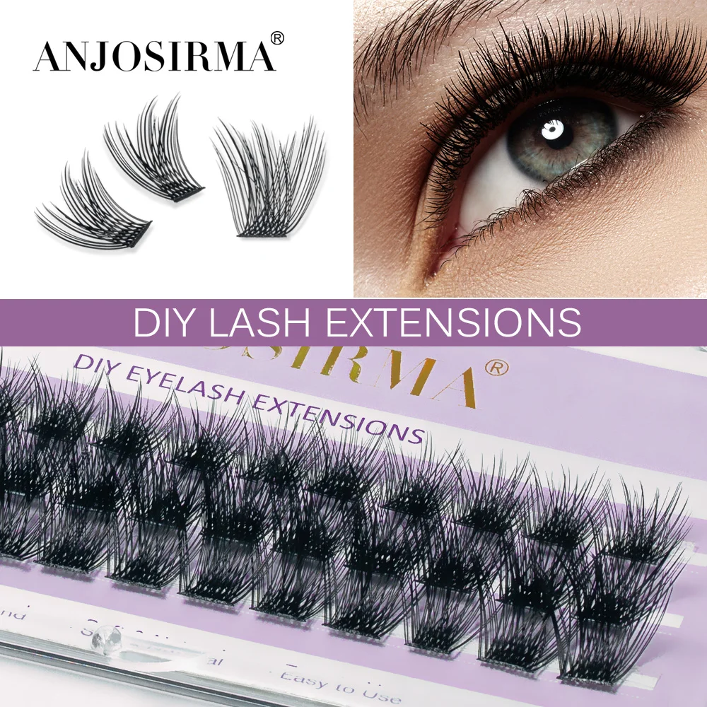 ANJOSIRMA DIY Eyelash Extension Individual Cluster fluffy Lashes Thick Natural Look Soft False Eyelashes lash clusters makeup