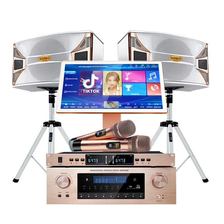 

Karoke Machine Profesional Ordering Machine Qtv Good White Amplifier Speaker with Home Theatre Smart Speakers Karaoke Set