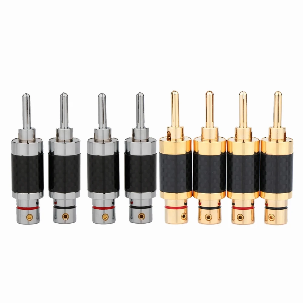 

BA1440 HiFi Audio Brass Gold/Rhodium Plated High-end Carbon Fiber Speaker Cable Wire Banana Plug Connector