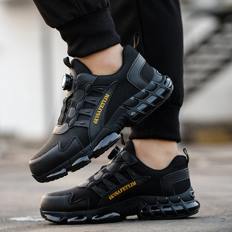 Rotating Button Work Boots Men Safety Shoes Steel Toe Breathable Lightweight Men Construction Work Shoes Security Sneakers image 6