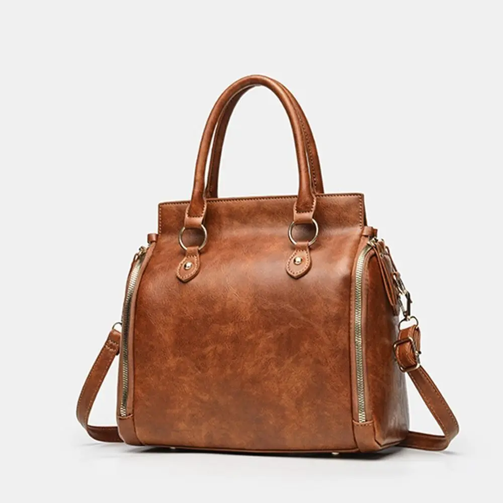 

Large Capacity Women's Crossbody Tote Bag PU Leather Multi-Pocket Handheld Shoulder Bag Waterproof Lightweight