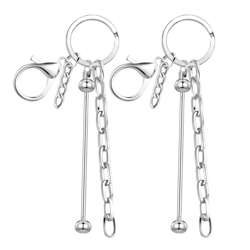 5Pcs Outdoor Double Beadable Key Rods Blank Keychain Buckle DIY Handmade Bag Pendant Making Accessories Beads Not Included - view 3