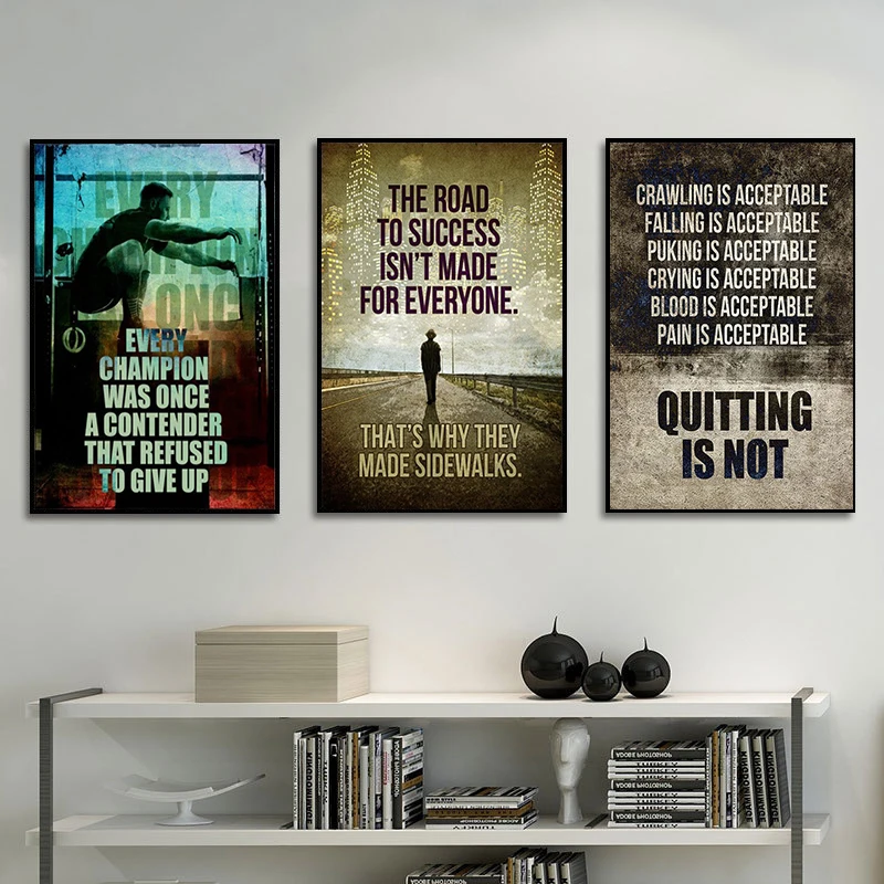 Quitting Is Not Motivational Canvas Wall Art Painting Posters and Prints Workout Motivation Decor Pictures for Home Room Decor