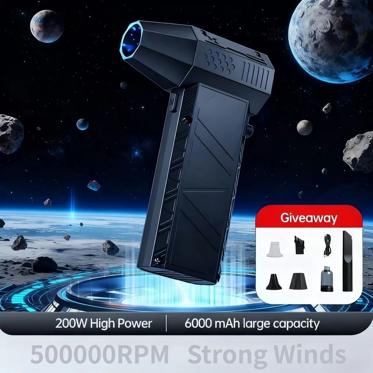 

X6 Мощный воздуходувка 500000 об/мин Бесщеточный жестокий вентилятор Пылесос Сильный ветер 53 м/с Турбоструйный вентилятор Перезарядка типа C