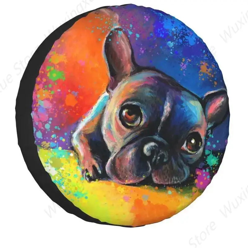 Franse Bulldog Bloemen Reservewiel Cover voor Jeep Hummer Hondenliefhebber SUV RV Camper Auto Wielbeschermers 14