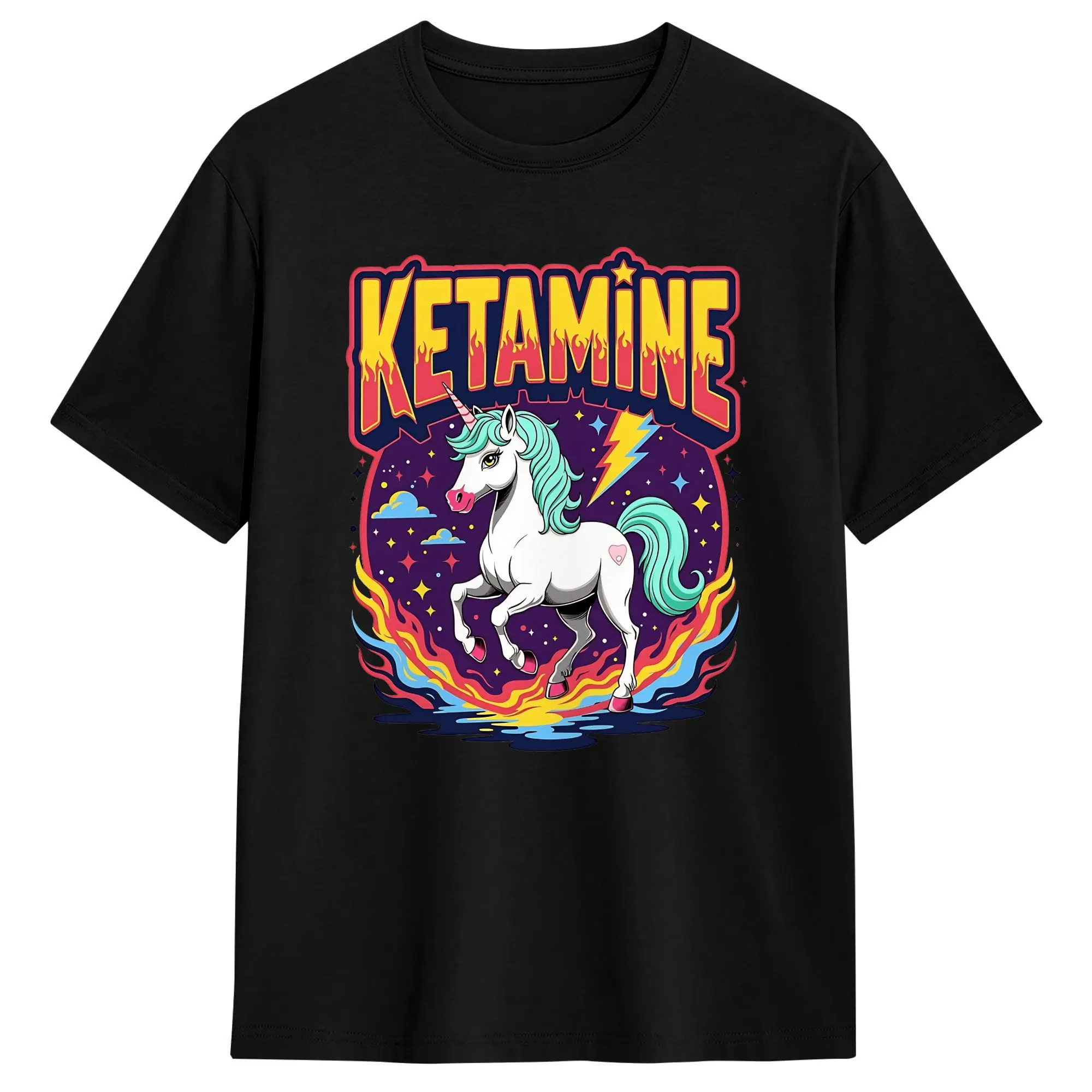 Oversized T-Shirt Summer KETAMINE unicorn trippy retro Hip Hop T Shirts  Cotton Tshirt for Men Y2K Classic Short Sleeve Top Tees