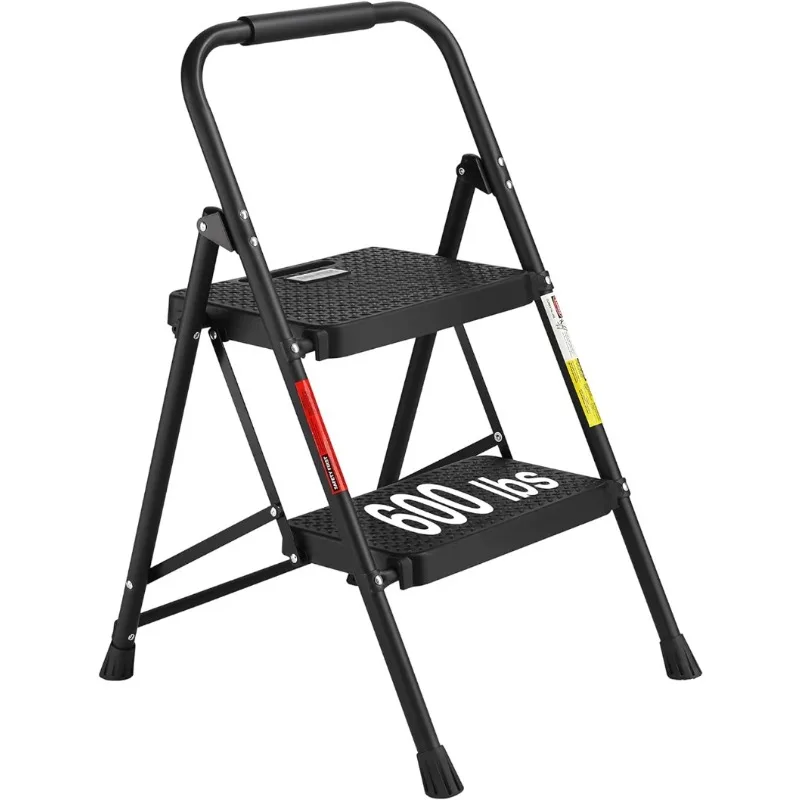 

Folding Step Stool , Wide Anti-Slip Pedals, Max Load Capacity 400lbs Sturdy Steel Ladder, Lightweight Portable Ladder