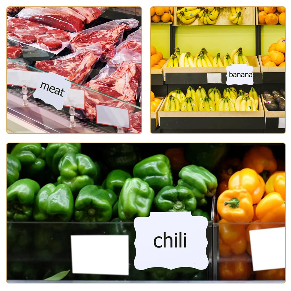 

20 шт., моющиеся в воде, ценники, подставка для этикеток, этикетки для корзин, зажимы для контейнеров для хранения, этикетка для полки, бирки для классной доски