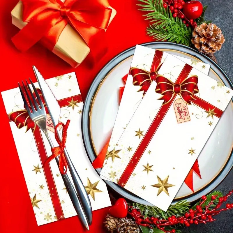 Christmas Paper Napkins Disposable: Guest Dinner Hand Towels, Xmas Table Decorative for Bathroom Holiday Cocktail Party Decor