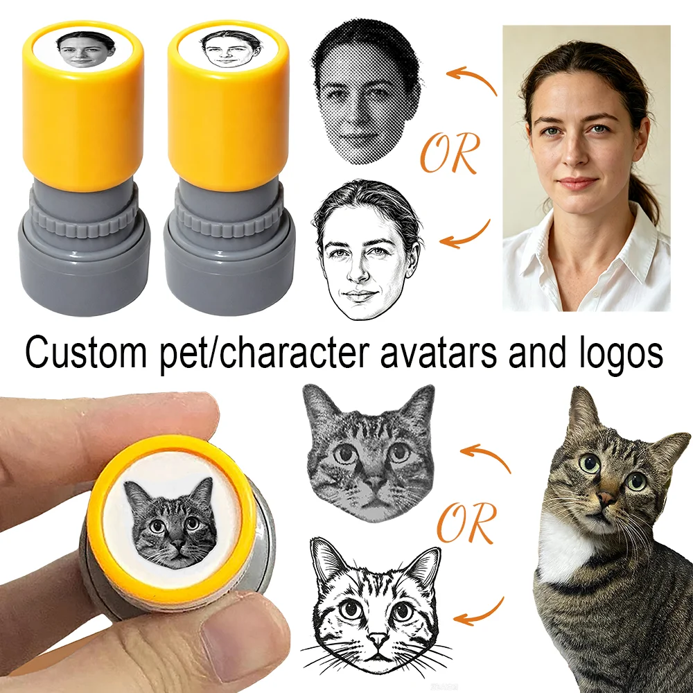 Custom Pet Stamp Personalized Portrait Character Cat & Dog Memorial Pet Avatars Portraits Logo Designs Photo‑Made Art for Gifts