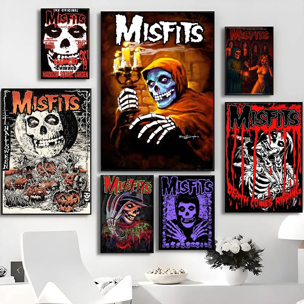 P-Punk-Band-M-Misfits-Classic-Music Self-adhesive Art Poster Whitepaper Prints Posters Artwork Home Decor
