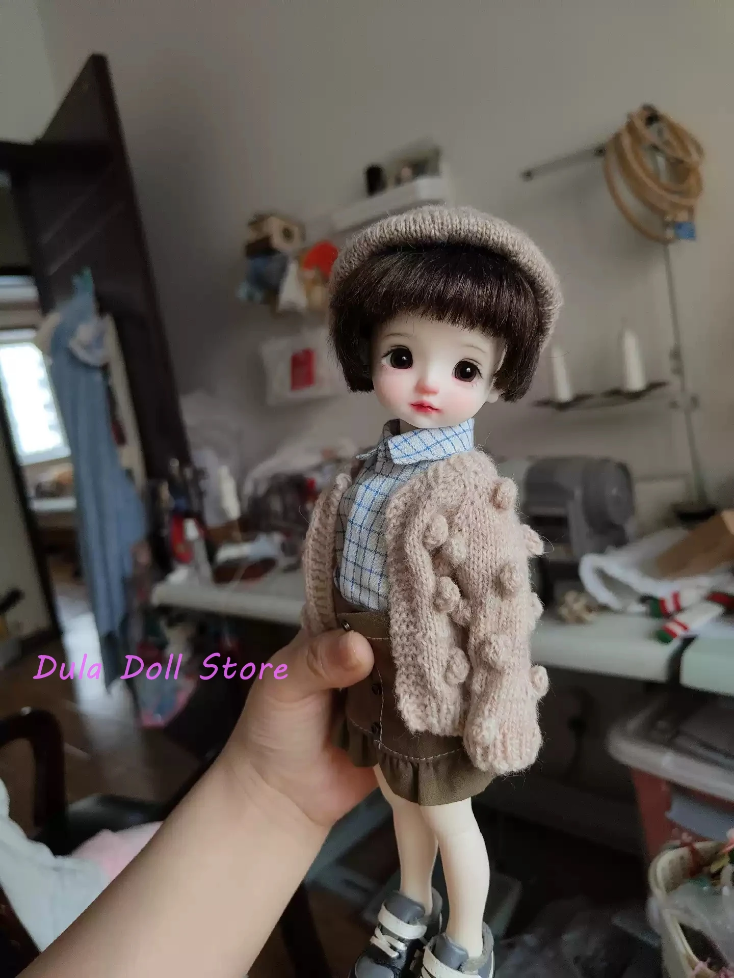 Dula Doll Clothes Dress Camel wool sweater Blythe Qbaby ob24 ob22 1/6 6 points body doll