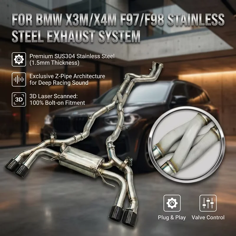 

CEES Valvetronic Exhaust System for BMW X3M/X4M F97/F98 3.0T 2019-2023 with Z Mid Pipes SUS304 Enhanced Sound Catback Muffler