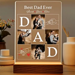 Customized Photo DAD Night Light Personalized Memorial Gifts with Picture Frame for Birthday Thanksgiving Christmas Father's Day