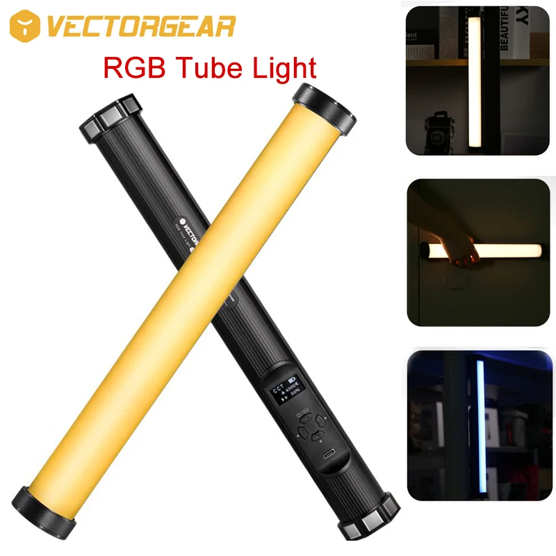 

Vectorgear bi-color 2600K-6000K Tube Handheld Stick RGB Tube Light LED RGB Photography Lighting CCT HSL Photo Video Camera Light