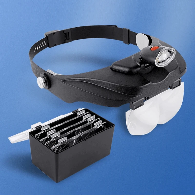 

Head Mounted Magnifier Removable LED light Headband Magnifying Glass Glasses Loupe Watchmaker Repair Tool 1.2x 1.8x 2.5x 3.5x